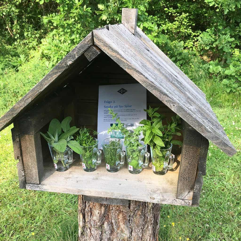 En station längs Gourmetslingan i grönskan