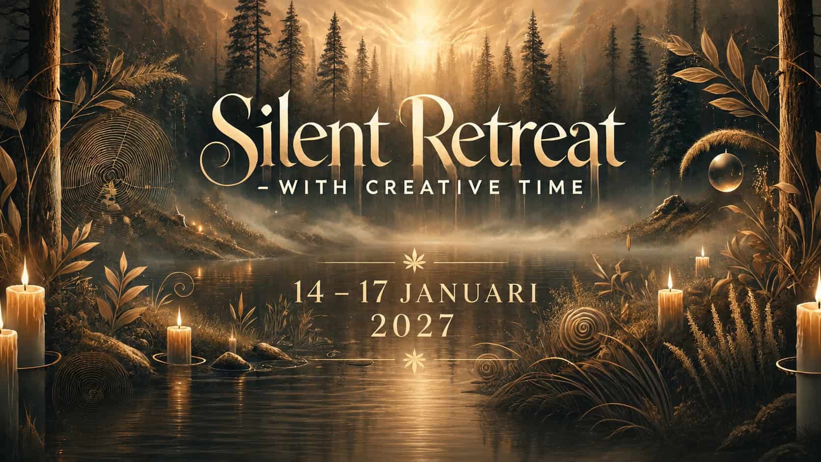 Silent Retreat with Creative Time, 14–17 January 2027, illustrated forest setting